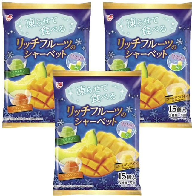 AceBakery 冷凍即食 荔枝雪酪 麝香甜瓜 + 阿方索芒果 + 金鳳梨 15入, 3個, 300g
