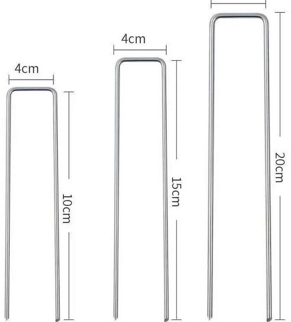 고정 앙카 비닐 지주대 클립 철근핀 U자형 야자매트핀, 굵기 4mm 너비 4cm 길이 30cm, 1개