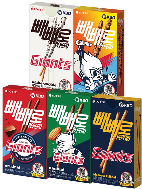 KBO X 빼빼로 5종 2개씩 혼합구성 롯데 자이언츠 x10개