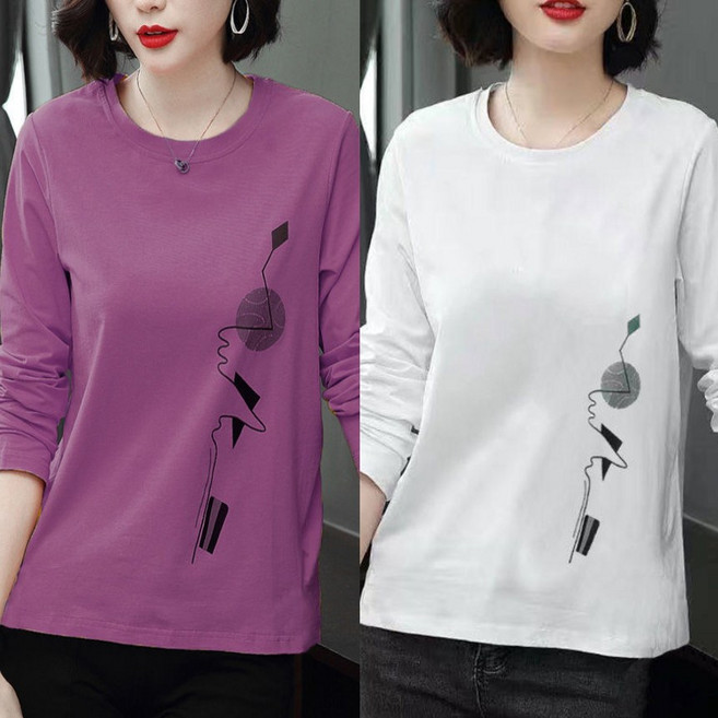 1+1 루즈핏 도형 프린팅 티셔츠 2개 세트