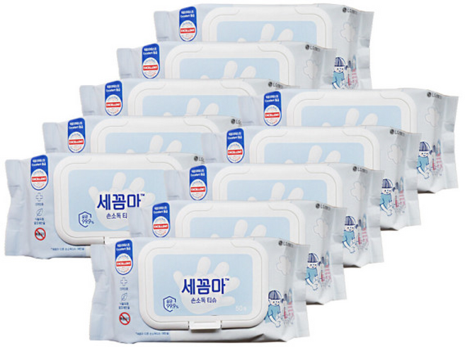 엘지 세꼼마 티엠 손소독 티슈 살균 99.9% 물티슈 손세정 항균, 10매