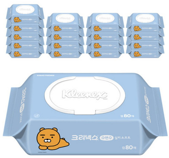 크리넥스 수앤수 라이언 캡80매X18팩, 18박스