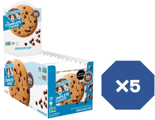 Lenny & Larrys The Complete Cookie 초콜릿 칩 4pz 1팩에 12개입 X5 식물성 단백질 비건 쿠키 - 쿠팡