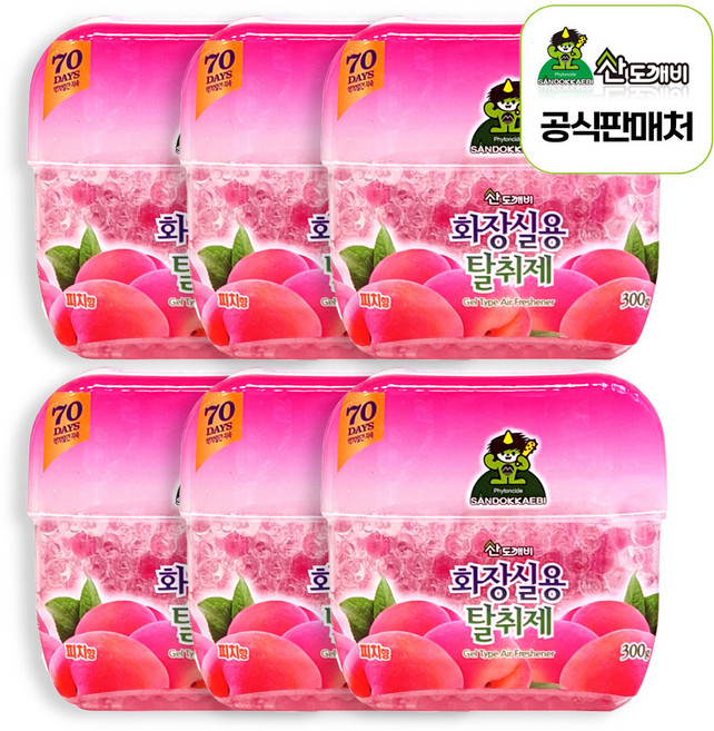 산도깨비 화장실용 탈취제 피치 300mlx6개 화장실탈취제 6개 300ml, 300g, 6개, 피치향