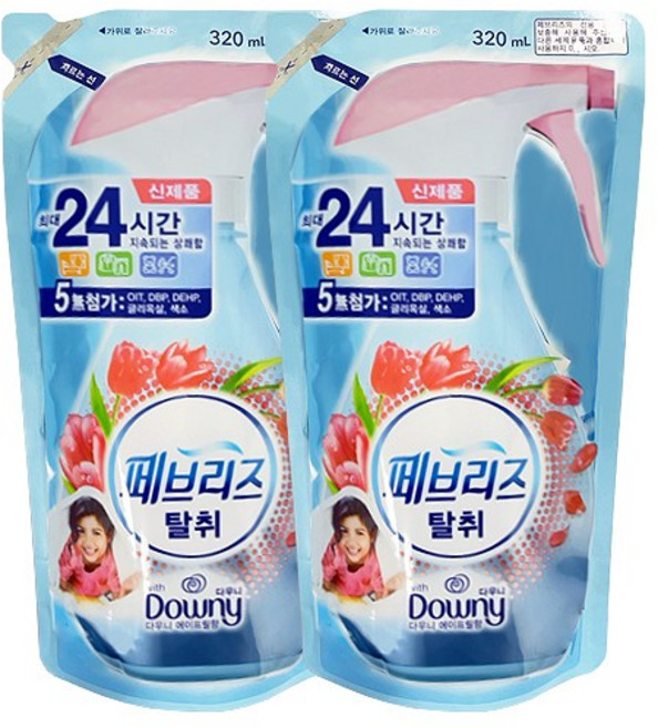 페브리즈 다우니향 리필 320ml x2 섬유탈취제냄새제거, 2개