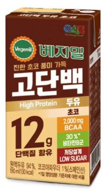 베지밀 고단백 두유 초코, 190ml, 16개