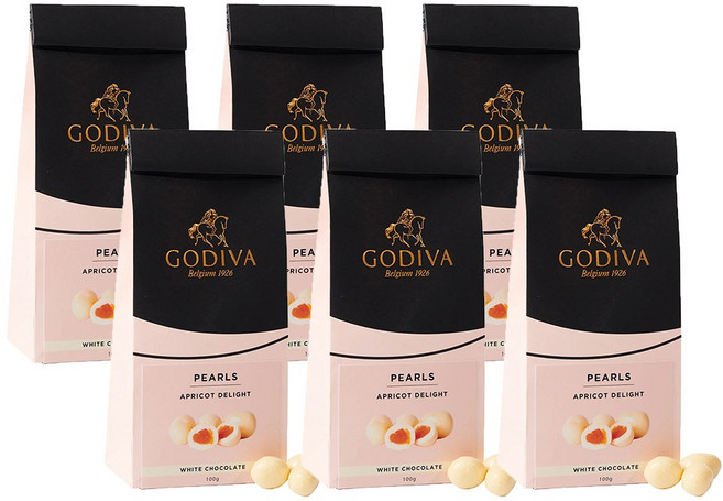 고디바 펄 화이트 초콜릿 살구 딜라이트 100g x 6팩 Apricot