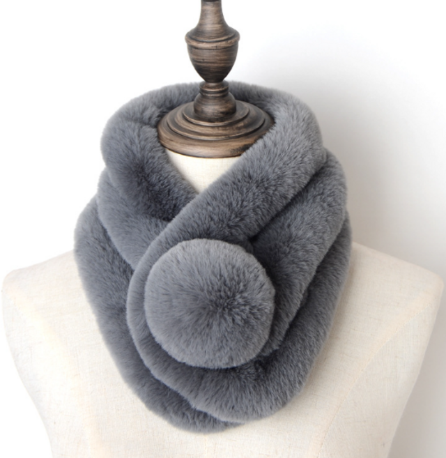 우아한클릭 여성 방한 겨울목도리 페이크퍼 왕방울 털목도리