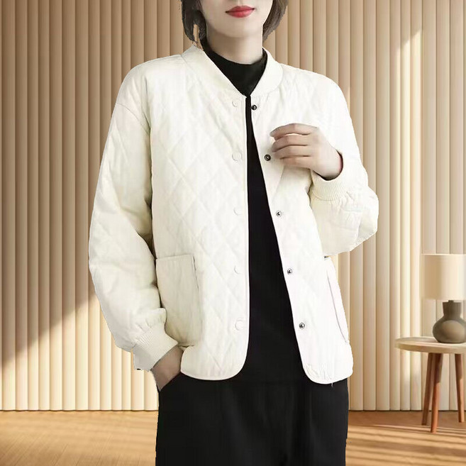 오스틱니 중년 여성 누빔 경량패딩 숏 패딩 자켓 데일리 웰론 패딩 점퍼 루즈핏 여성 퀼팅자켓 겨울 아우터 보온과 패션을 겸비 코트