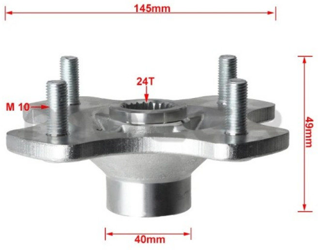 24T 110mm 4 스터드 리어 액슬 휠 허브 중국에 적합 150cc 200cc 250cc 300cc ATV 이동 카트 UTV 버기 골