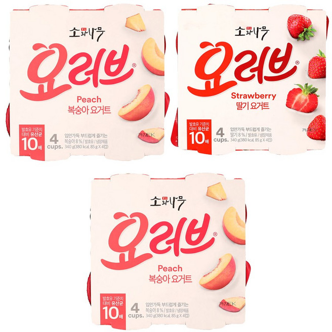동원 소와나무 요러브 요거트 복숭아8+딸기4, 12개, 85g