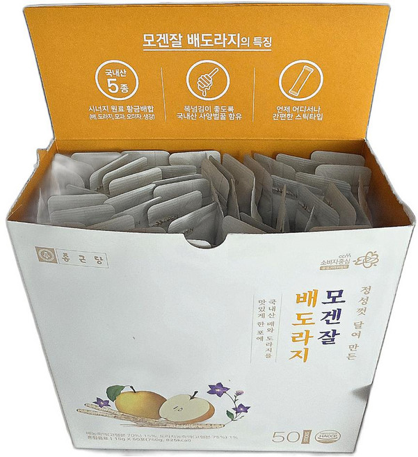 생강 스틱 꿀 배즙 도라지즙 일반꿀 배도라지 모과 식품 시럽 750g 1개, 50정