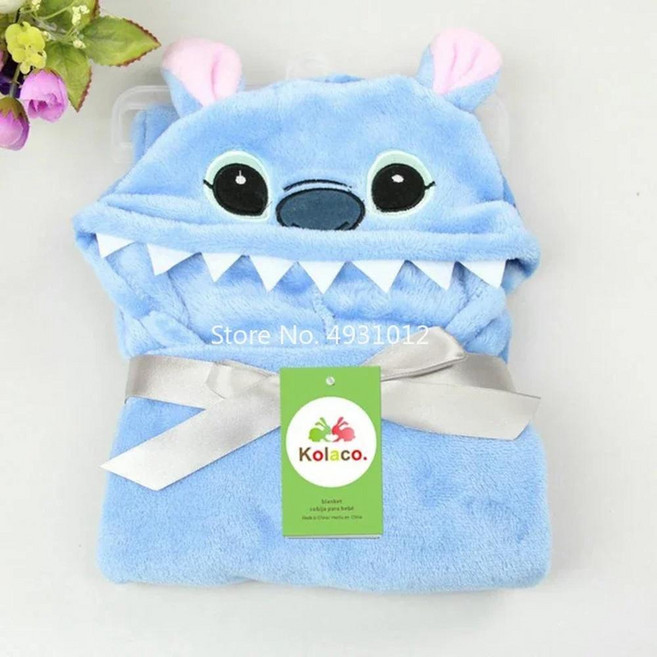 애니메이션 목욕 담요 미키 미니 귀여운 만화 모양 후드 가운 망토 네오널, A. W96cm x H76cm, 1. Stitch, 1개