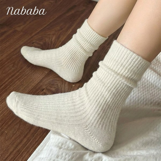 나바바 NY015 여성 소프트 데일리 골지 중목 양말 3켤레 세트