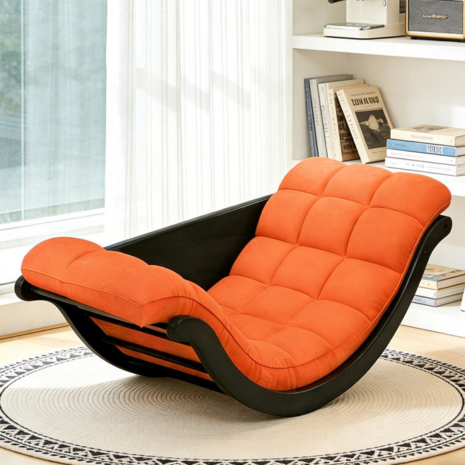 흔들의자 리클라이너 1인용 소파 눕는 안락의자 휴식 의자 가정용 낮잠 의자, 1개, 오렌지앤 블랙