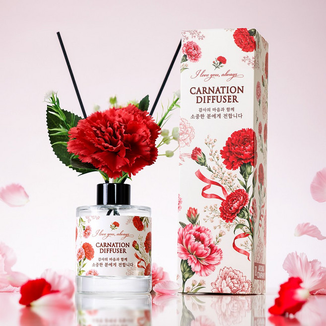 카네이션 디퓨저 가정의달 어버이날 스승의날 감사선물, 1개, 120ml, 체리블라썸