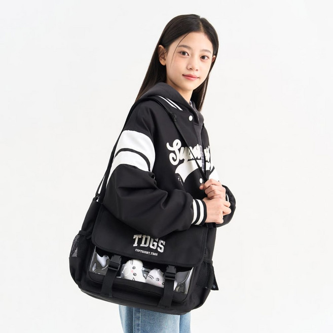 더데이걸 여아 아동 주니어 캐주얼 가방 학원 수업 보조가방 대용 귀여운 고양이 인형 신학기 트렌드 메신저 크로스백 TGAK26A02-01