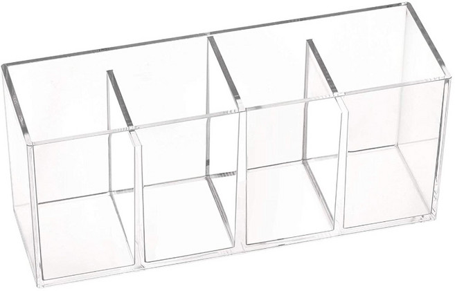 4칸 직열 아크릴 연필꽂이 펜꽂이 화장품보관, 2개, 투명