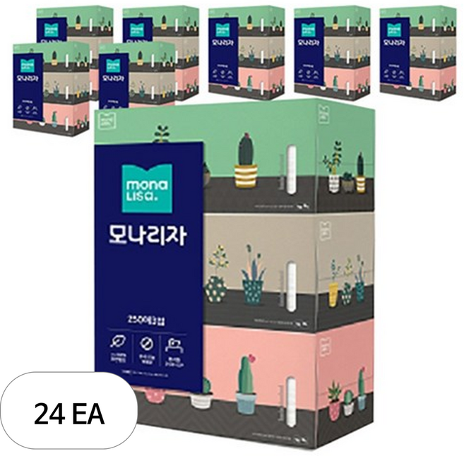 모나리자 천연펄프 미용티슈 2겹, 24개, 250매