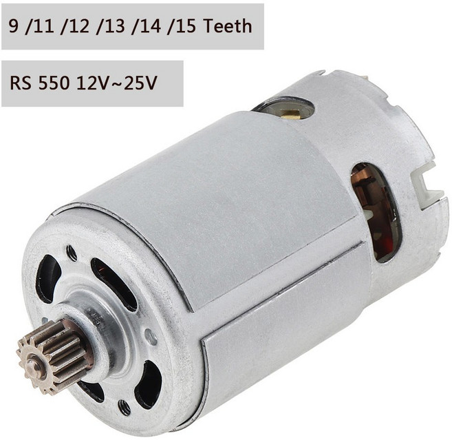 모터 호환 교체 RS550 DC 모터 12V 14.4V 16.8V 18V 25V 마이크로 엔진 전기 9/11/12/13/14/15 치아 드릴 용 고 토크 기어 박스, 12Teeth, 1개