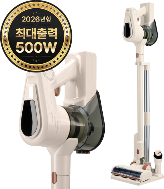 틸루 스톰 2026년형 차이슨 500W BLDC 무선 스틱 청소기 거치대 + 구성품, 아이보리무드