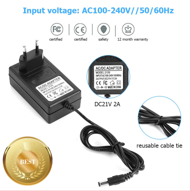21V 2A 18650 리튬 배터리 충전기 DC5.5mm 미국 EU 플러그 전원 어댑터 18490 14650 14514430 이온 팩, EU × 1개