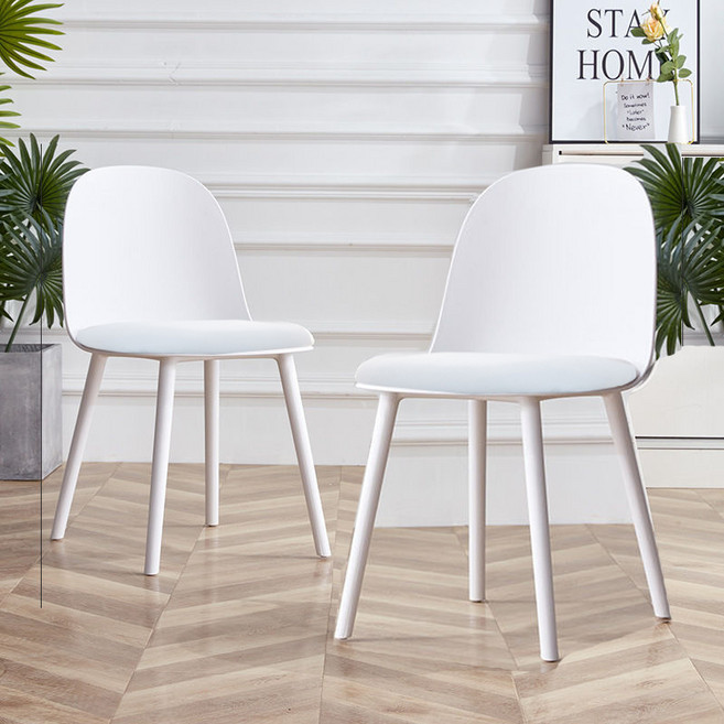 에코베스트 식탁의자 소프트 등받이 플라스틱 카페 다이닝 인테리어 의자, 화이트, 2개