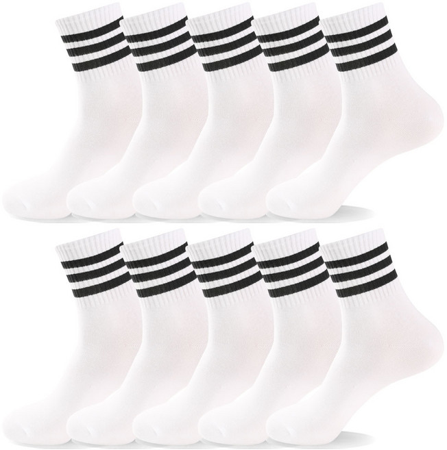 메가양말 삼선 라인 논쿠션 중목 양말 10켤레 국산고품질