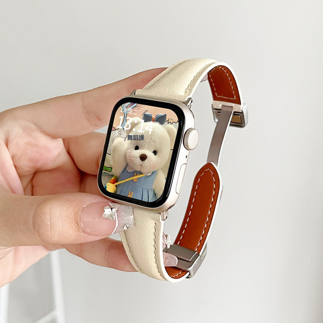 適用iwatchs9錶帶真皮s10/s8磁吸扣7蘋果s6手錶s5s4s3女生手錶帶