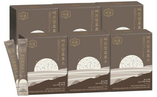 바른 발효 효소 100% 국내산 통곡물 효소식품, 6박스, 90g