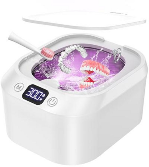 편리한 초음파 세척기 220ML 리테이너 UV 3가지 모드 포함 - 틀니 마우스가드 보석류 구강 위생 관리용, AU, 8)190W
