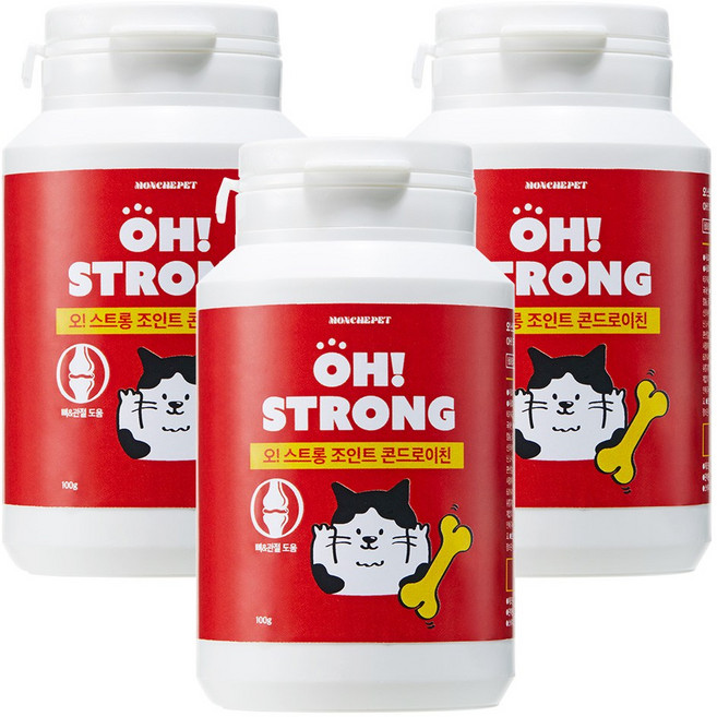 [동물병원 입점] 몽셰펫 고양이 관절 슬개골 분말 영양제, 3개, 뼈/관절강화, 50회분