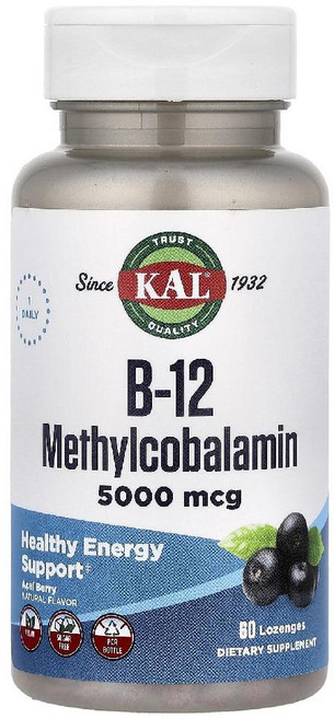 KAL 칼 비타민 b-12 메틸코발라민 사탕 5000mcg 베리맛, 1개, 60정