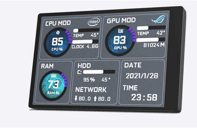 보조모니터 3.5인치 미니 휴대용 컴퓨터 USB 듀얼 3.5인치화면패키지, 1개, 3.5인치화면+USB케이블+마더보드9핀패키지