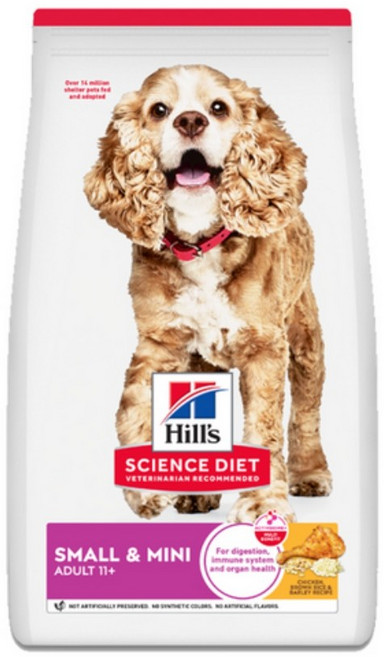 힐스 사이언스 다이어트 어덜트 11+ 스몰 앤 미니 강아지사료, 신장, 2kg, 1개