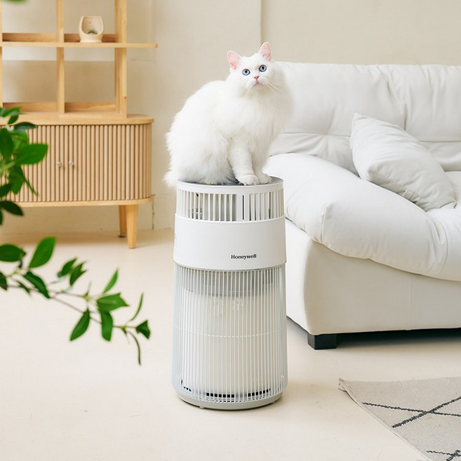 하니웰 올인원 공기청정기 펫 반려동물 고양이 강아지 털 제거 포집기 대변 냄새 알레르기 스마트폰 어플 연동 초미세먼지 바이러스제거 UVC, 화이트, KJ360F-C22W