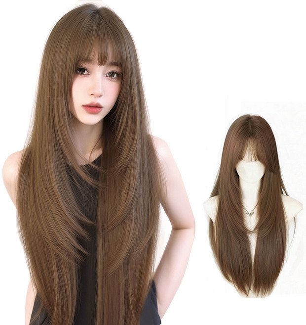 MOKIN 여성 롱 자연스러운 긴머리 통가발 가발망 패션 60cm, 1개, 애쉬 그레이시 브라운