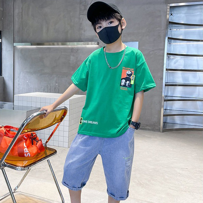 재한 초등학생 캐주얼 반팔 상하세트 [2465]