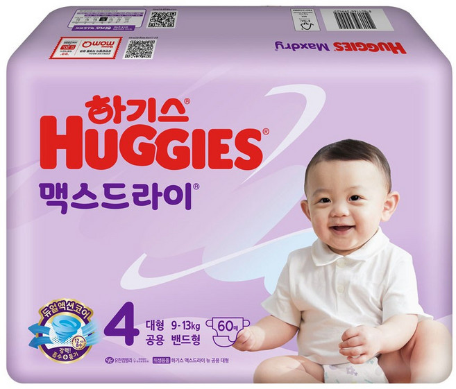 하기스 NEW 맥스드라이 밴드형 남여공용, 4단계, 60매