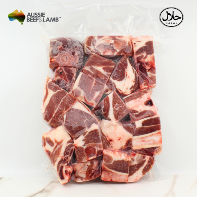 호주산 할랄 양어깨 뼈있음 스튜 카레용 절단 1kg Halal Lamb Shoulder Bone in Stew-Curry-Cut Australia 1kg, 2개