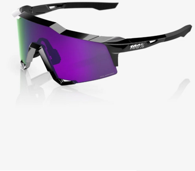 백퍼센트 100프로 스피드크래프트 글로스 블랙 편광 라벤더 미러렌즈 야구 러닝 자전거 스포츠 낚시 고글, 1개
