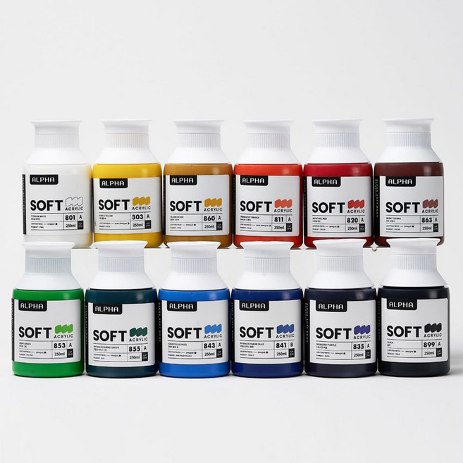 알파 소프트바디 아크릴 250ml 12색 A세트 (베이직세트) 세트