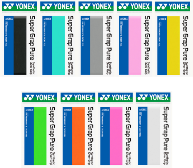 요넥스 오버그립 AC108EX 6개 배드민턴 테니스 그립, 옐로우
