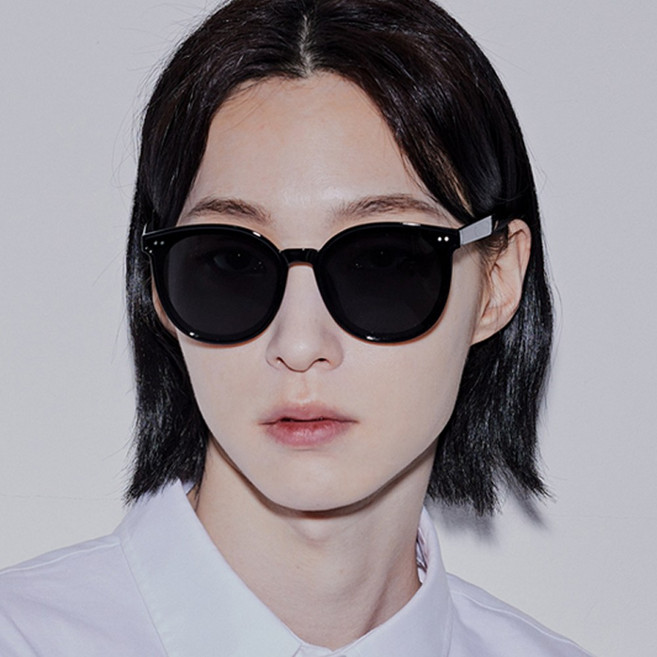 하루홀릭 남녀공용 동그란 플랫바 뿔테 편광선글라스