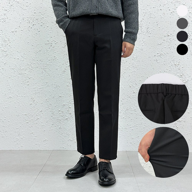 더맨쉽 남자 링클프리 스판 하프밴드 슬랙스 정장바지 9부 10부 출근룩 데일리 S~4XL 빅사이즈 ABTCP16015