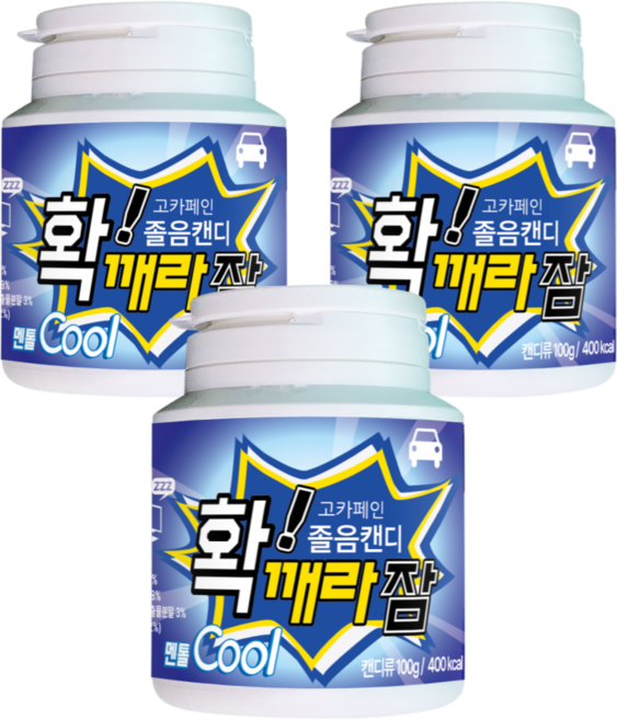 고카페인 확깨라잠 비타민 졸음캔디 츄어블 100g 멘톨쿨, 3개