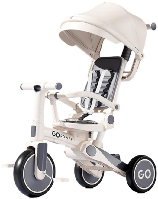 GOPOWER 兒童三輪腳踏車 1-3歲可坐可騎可推車, 藏青色, 20