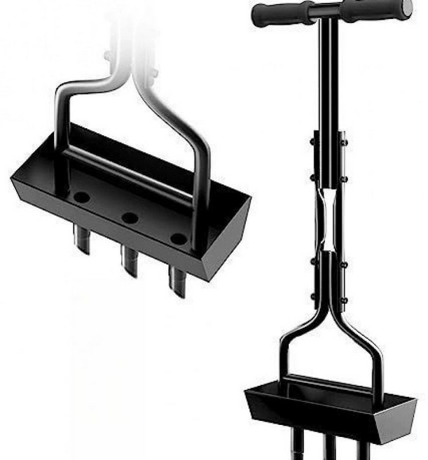 잔디 에어레이터 천공기 통풍기 파종기 땅파기 숨구멍, 수동 토양 이완기 3관, 1개