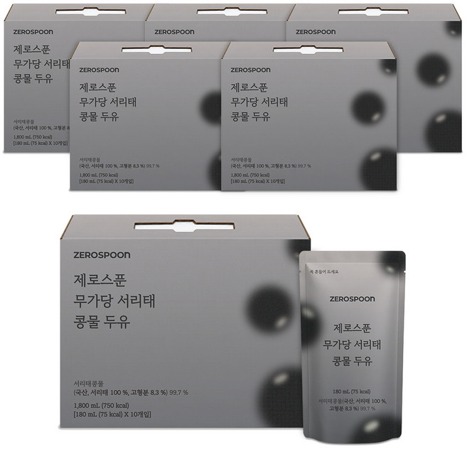 제로스푼 무가당 서리태 국산 콩물두유, 60개, 180ml