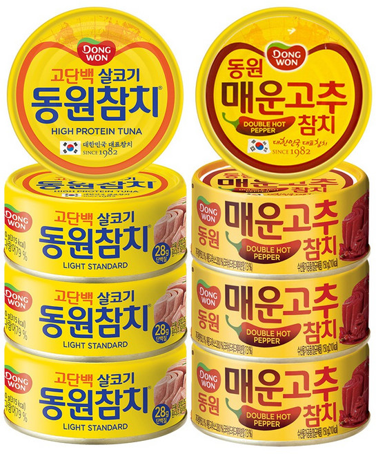 동원 참치 (라이트스탠다드 4P + 매운고추참치 4P), 150g, 8개